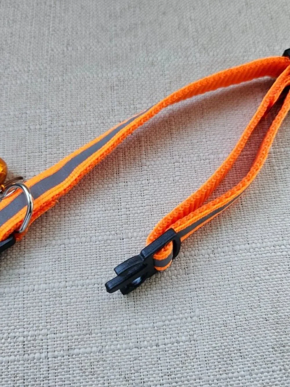 Orange Nylon Collar for Cat Reflective Neck Collar Cat Supply Adjustable W/ Bell